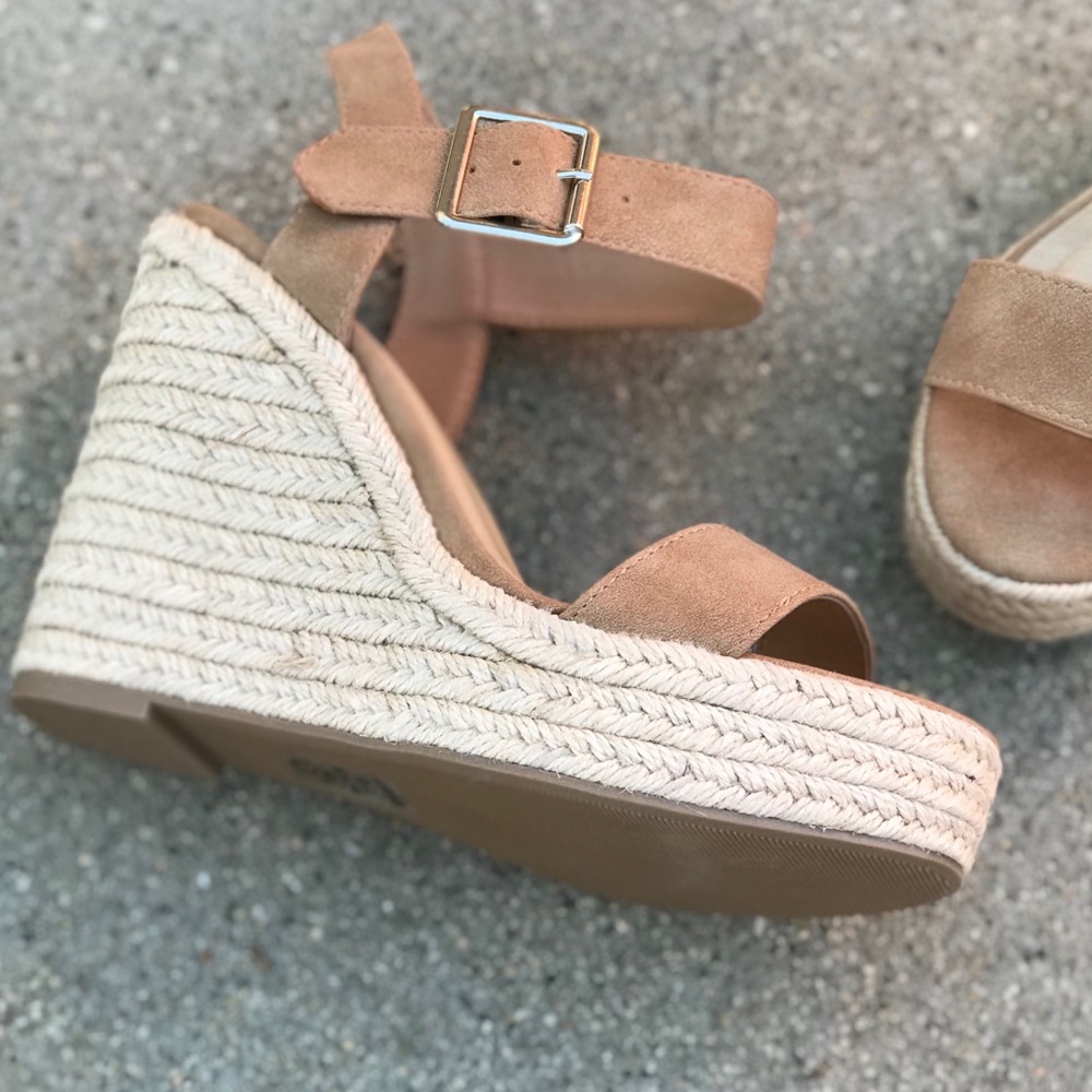 Delicious Camel Brown Espadrille 5” Wedge Sandal - Picture 5 of 8